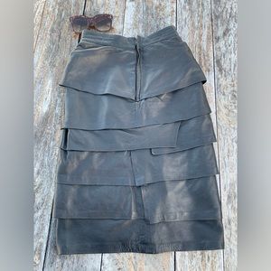 Gianni Versace Genuine Leather Pine Cone Black Italian MIDI Skirt